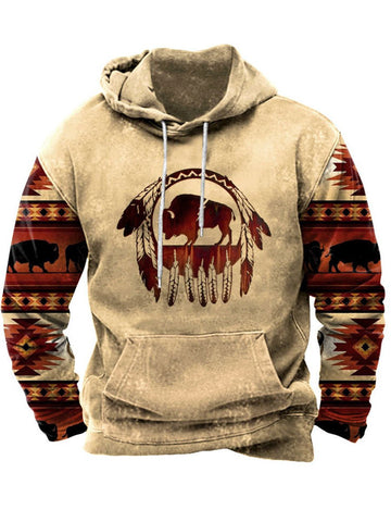 Men's Distressed Western Print Sweatshirt