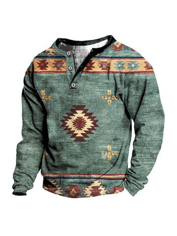Men's Distressed Western Print Sweatshirt