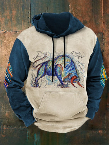 Men's Vintage Western Ethnic Print Casual Hoodie