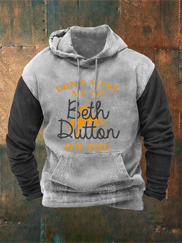 Men's Vintage Western Don Make Me Go Print Hoodie