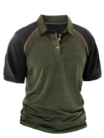 Men's Raglan Sleeve Lapel Casual Polo Shirt