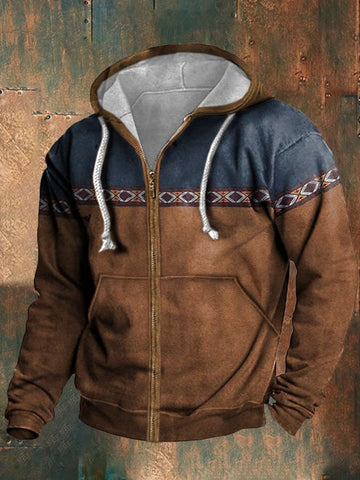 Casual Men'S Zipper Sweatshirt Printed Cardigan