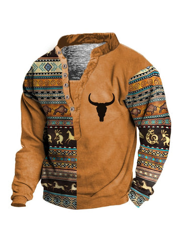 Men's Vintage Western Ethnic Print Sweatshirt