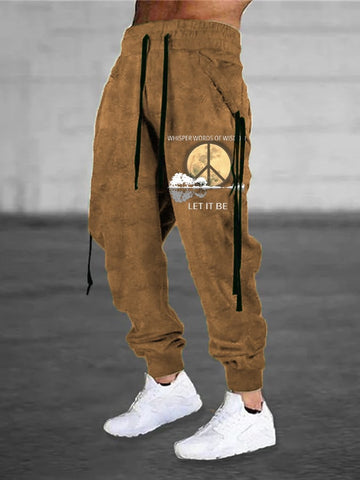 Men's Hippie Guitar Lake Whisper Words Of Wisdom Let It Be Casual Sweatpants