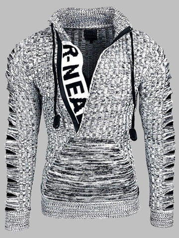 Men's New Fashion Long Sleeve Lapel Knit Sweater Loose Large Size Pullover Sweater
