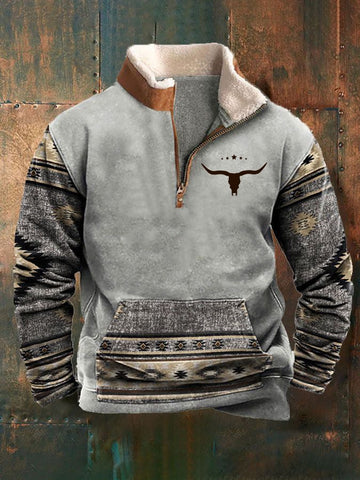 Men's Retro Western Ethnic Print Casual Sweatshirt