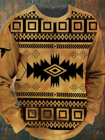 Men's Western Aztec Teleox Long Sleeve Pullover Sweatshirt