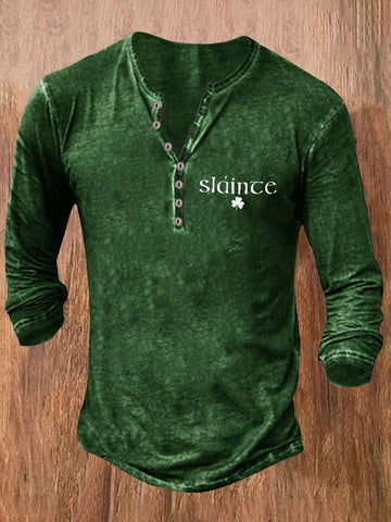 Men's Slainte St. Patrick's Day Print Long Sleeve T-Shirt