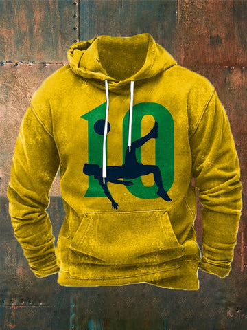 Men's Fashion 10 Football Print Casual Hoodie