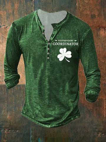 Men's Shenanigans Coordinator Shamrock Long Sleeve T-Shirt