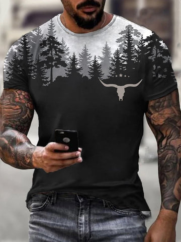 Men's Vintage Wild West Print Short Sleeve T-Shirt