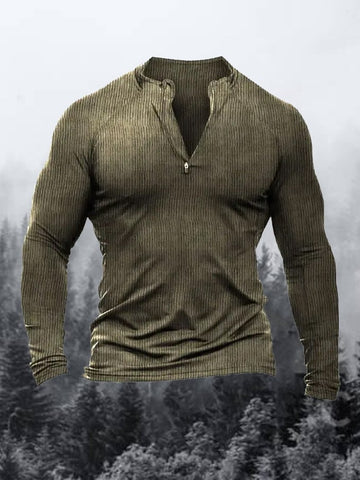 Men's Solid Color Zip Neck Bodysuit
