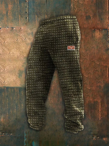 Men's Vintage Waffle Print Sweatpants