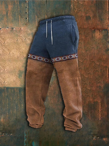 Men's Casual Retro Geometric Printed Sweatpants