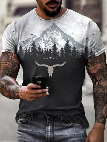 Men's Vintage Wild West Print Short Sleeve T-Shirt