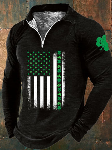 Men's Half Zip Clover Print Sweatshirt