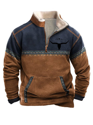 Men's Vintage Western Print Long Sleeve Sweatshirt