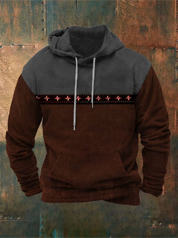 Men's Vintage Western Print Hoodie