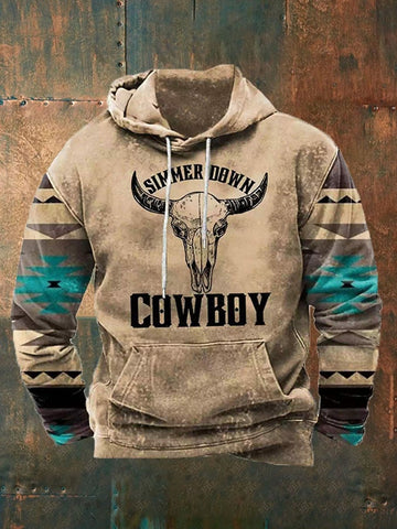 Men's Vintage Western Ethnic Print Casual Hoodie