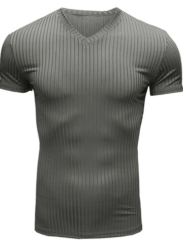 Men's Casual Solid Color V-Neck Short Sleeve Knit Sweater