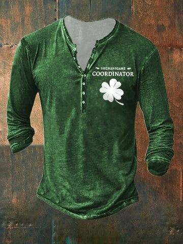 Men's Shenanigans Coordinator Shamrock Long Sleeve T-Shirt