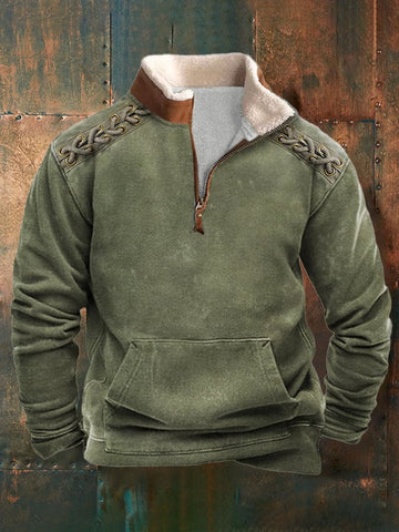 Men'S Casual Zipper Neck Long Sleeve Sweatshirt