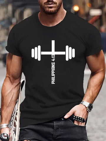 Men's Christian Fitness Philippians 4:13 Print Casual T-Shrit