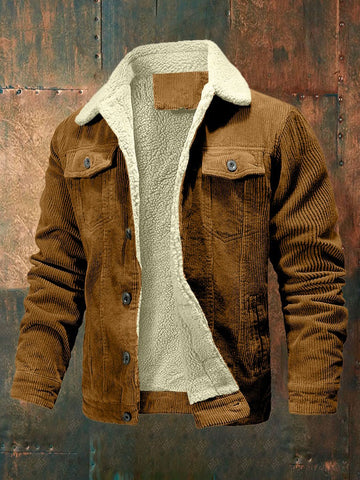 Men's Casual Plush Thick Corduroy Jacket