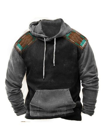 Men's Distressed Western Print Sweatshirt