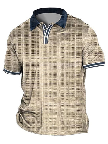 Men's Vintage Flower Button Lapel Casual POLO Shirt