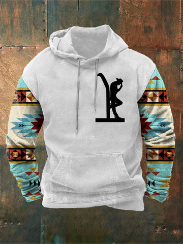 Men's Vintage Western Print Hoodie