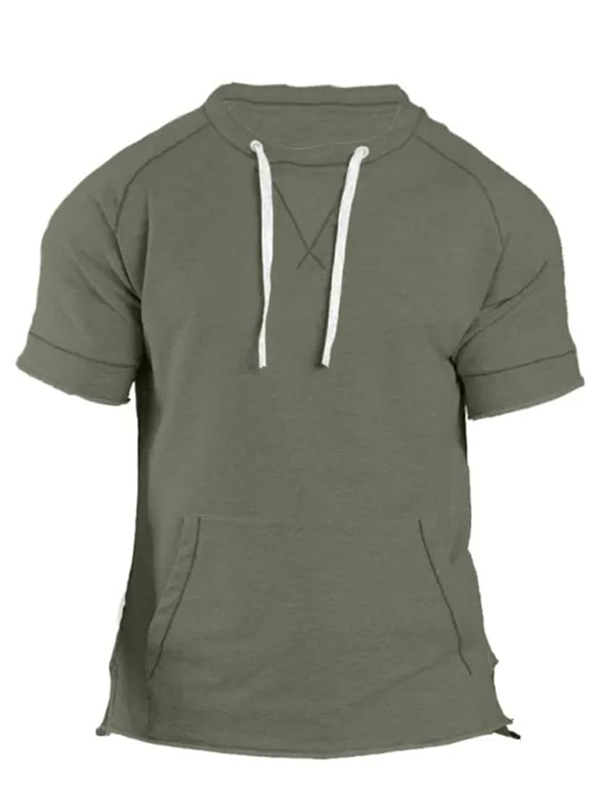 Men's Vintage Pocket Drawstring Casual T-Shirt
