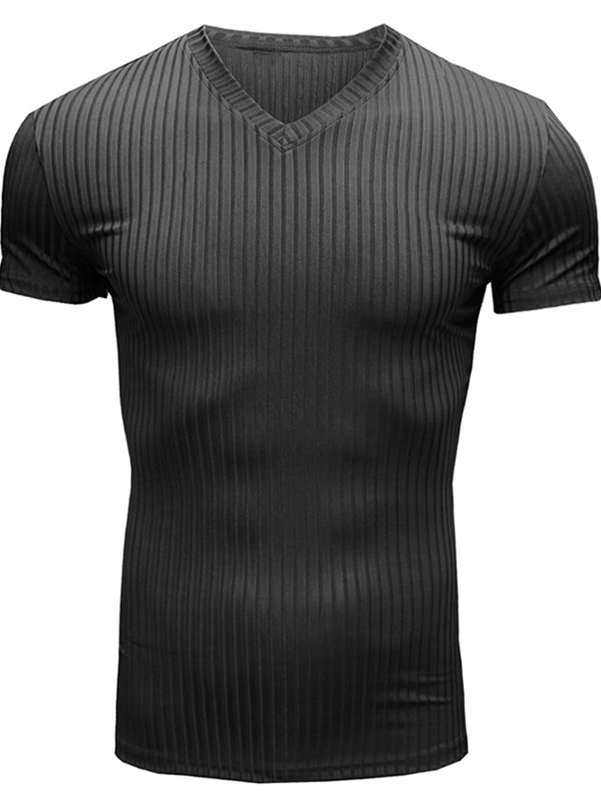 Men's Casual Solid Color V-Neck Short Sleeve Knit Sweater