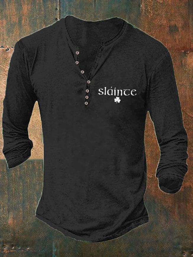 Men's Slainte St. Patrick's Day Print Long Sleeve T-Shirt