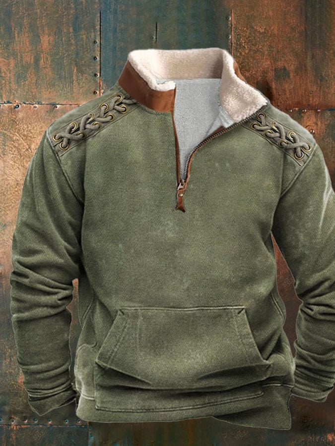 Men'S Casual Zipper Neck Long Sleeve Sweatshirt