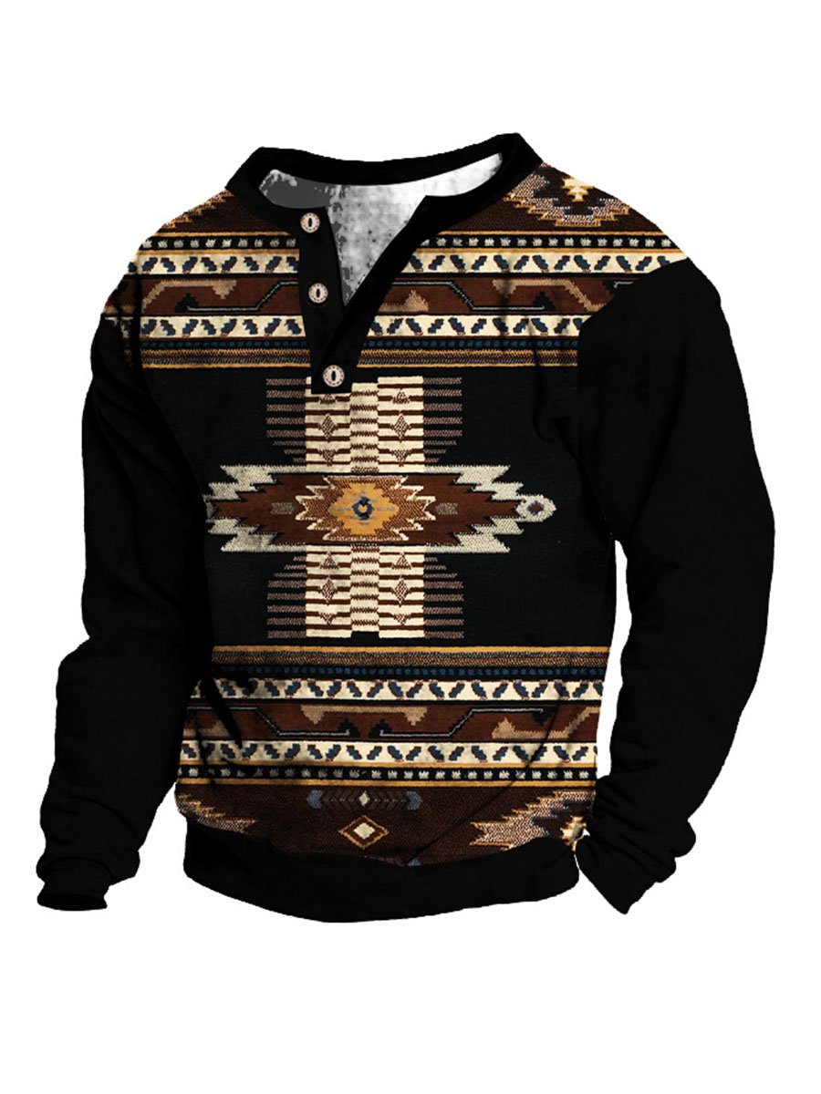 Men's Distressed Western Print Sweatshirt