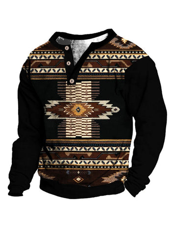 Men's Distressed Western Print Sweatshirt