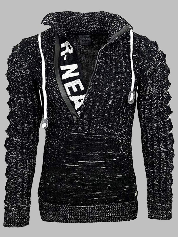 Men's New Fashion Long Sleeve Lapel Knit Sweater Loose Large Size Pullover Sweater