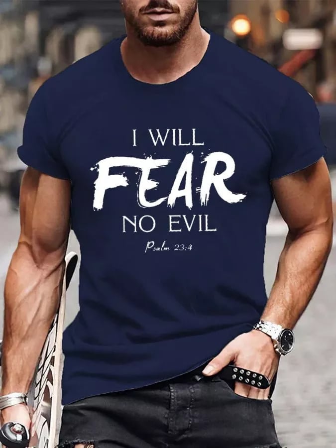 Men's I Will Fear No Evil Print Casual T-Shrit