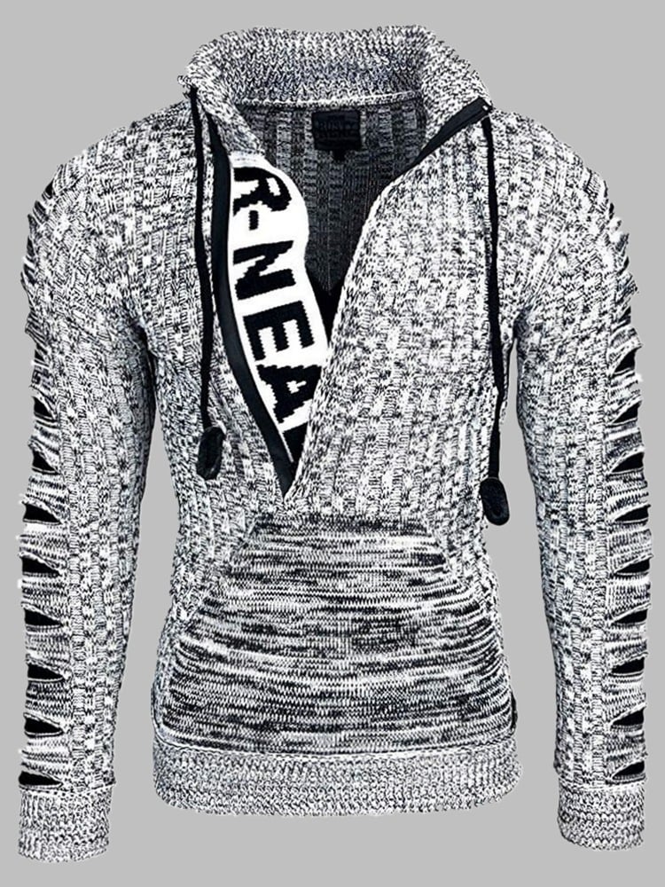 Men's New Fashion Long Sleeve Lapel Knit Sweater Loose Large Size Pullover Sweater