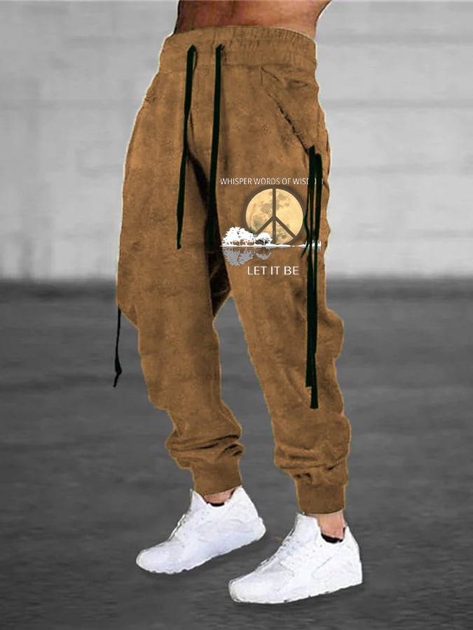 Men's Hippie Guitar Lake Whisper Words Of Wisdom Let It Be Casual Sweatpants