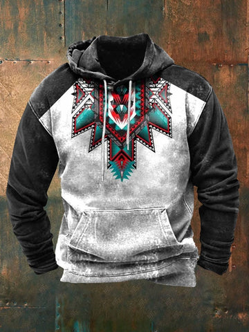 Men's Vintage Western Casual Print Long sleeve Hoodie