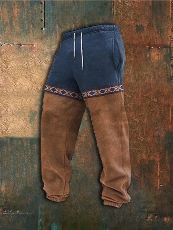 Men's Casual Retro Geometric Printed Sweatpants