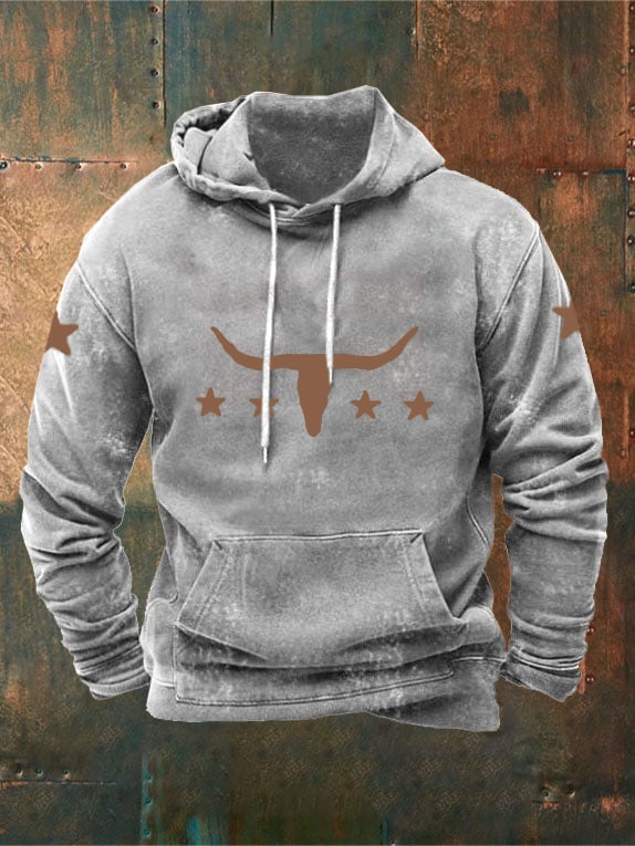 Men'S Retro Print Hoodie