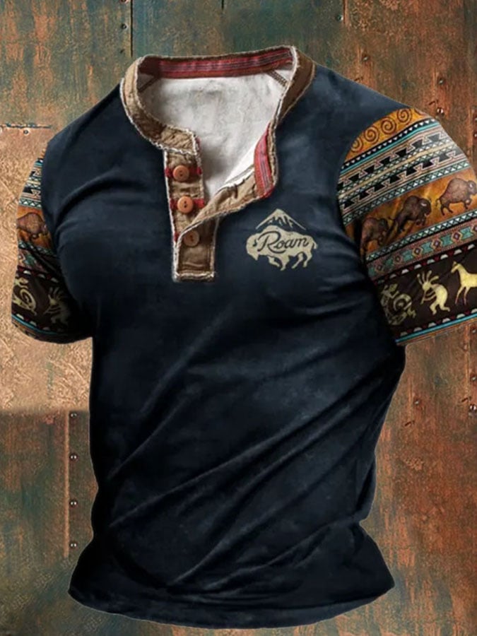 Men's Casual Button Collar Short Sleeve T-Shirt