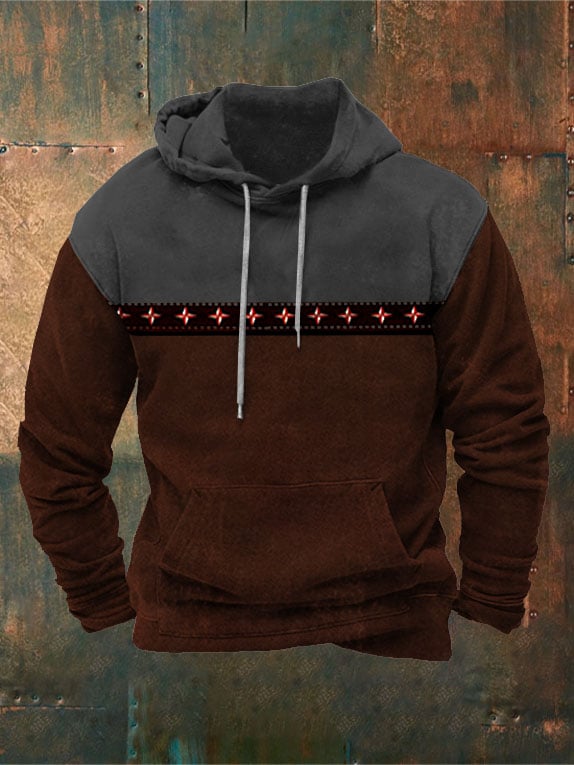 Men's Vintage Western Print Hoodie