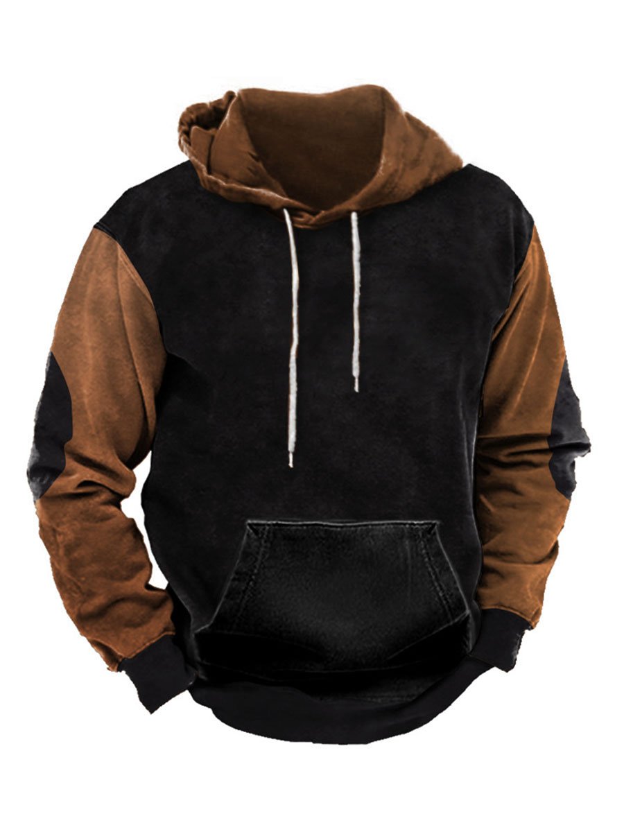 Men's Distressed Color Block Sweatshirt