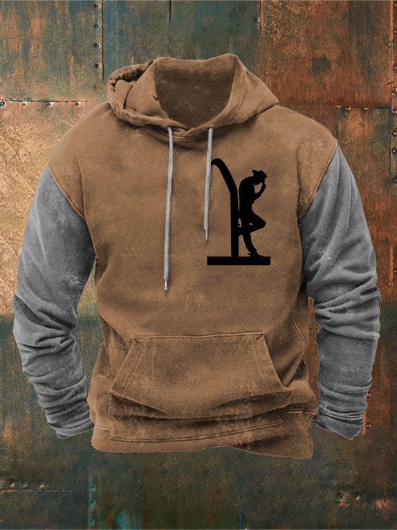 Men's Vintage Western Print Hoodie