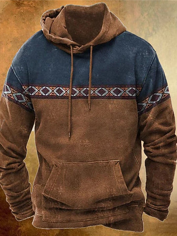 Men's Retro Western Ethnic Style Casual Drawstring Hoodie